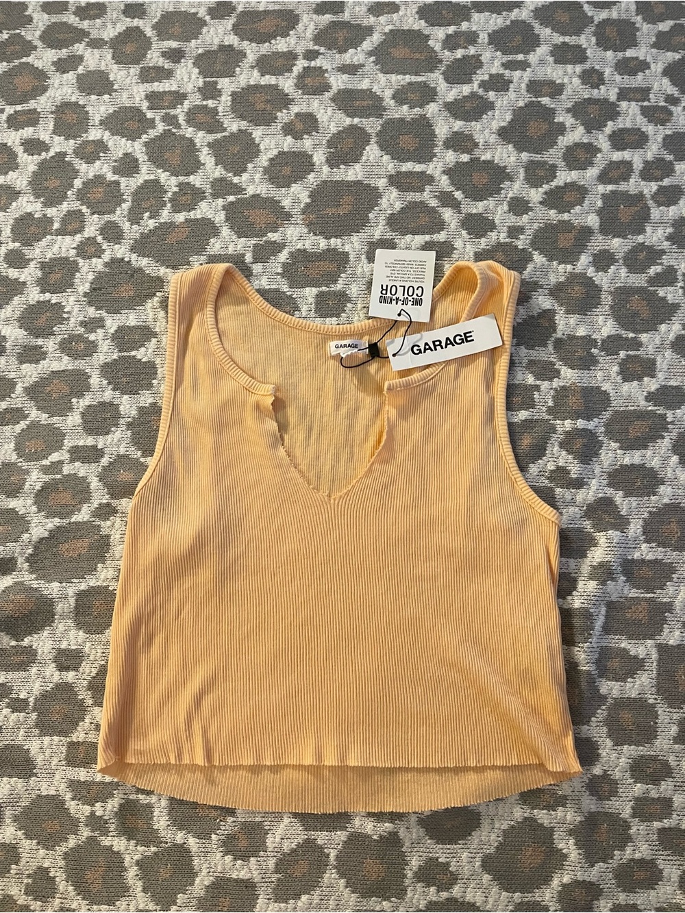 GARAGE Ribbed V-Notch Tank Top in Light Peach
